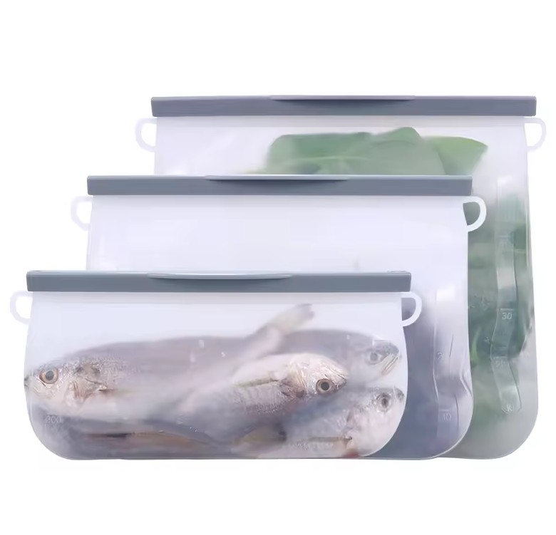 Bolsas silicona reutilizables transparente con pescado